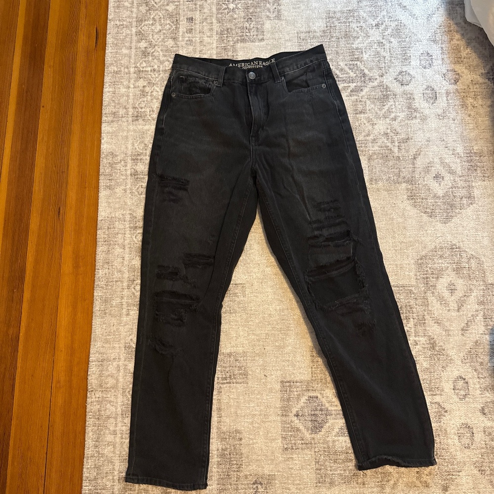 American eagle black ripped jeans